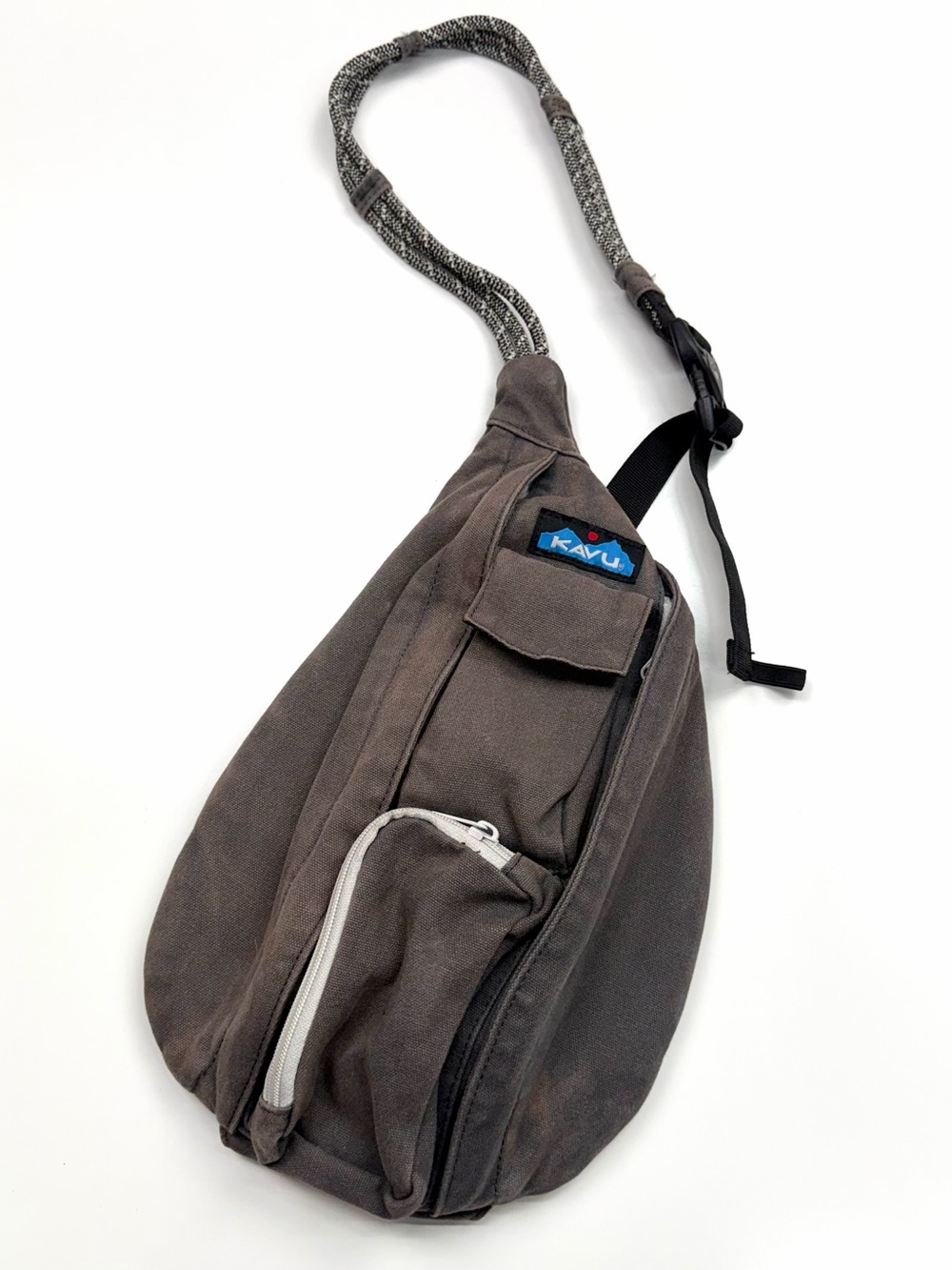 KAVU Rope Sling Crossbody Bag Gray Canvas
